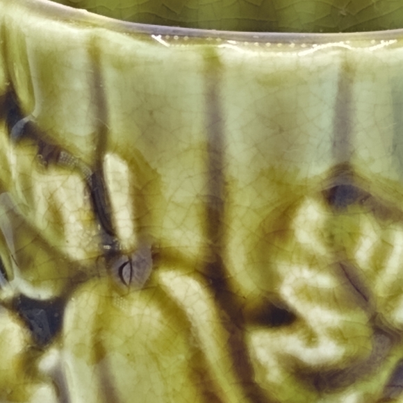 Japan Ceramic Embossed Relief Fruit Grapes Pears Avocado Green Tea Cup Mug Vtg - Picture 10 of 11